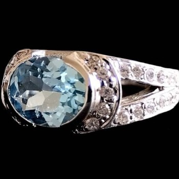 Bijoux indiens - Bague indienne rhodiée Topaze