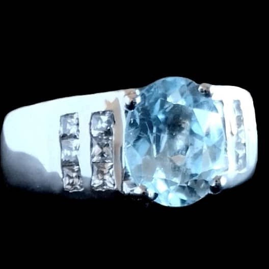 Bijoux indiens - Bague indienne rhodiée Topaze