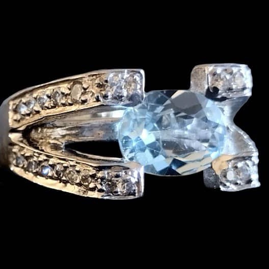 Bijoux indiens - Bague indienne rhodiée Topaze