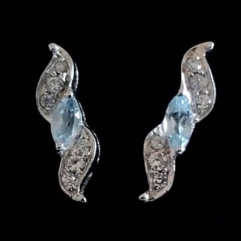 Bijoux indiens - Boucles d'oreilles indiennes rhodiées Topaze