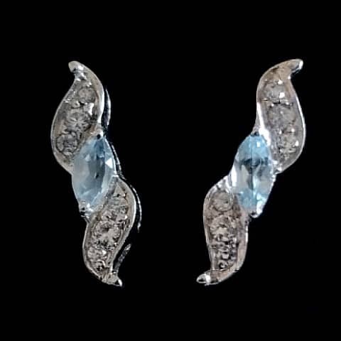 Bijoux indiens - Boucles d'oreilles indiennes rhodiées Topaze