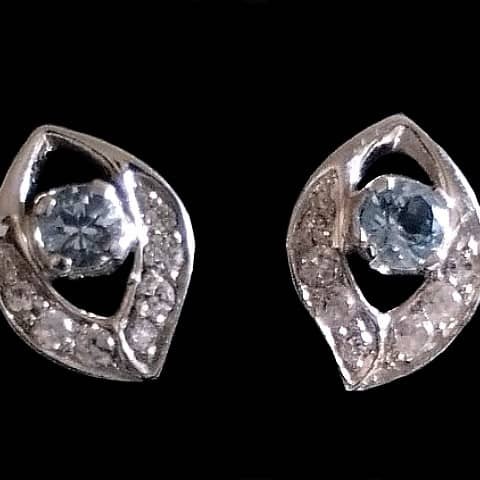 Bijoux indiens - Boucles d'oreilles indiennes rhodiées Topaze