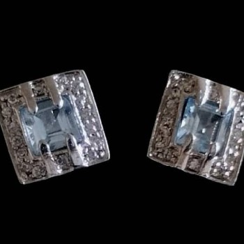 Bijoux indiens - Boucles d'oreilles indiennes rhodiées Topaze