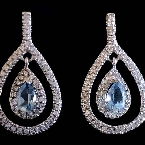 Bijoux indiens - Boucles d'oreilles indiennes rhodiées Topaze