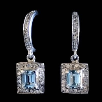 Bijoux indiens - Boucles d'oreilles indiennes rhodiées Topaze