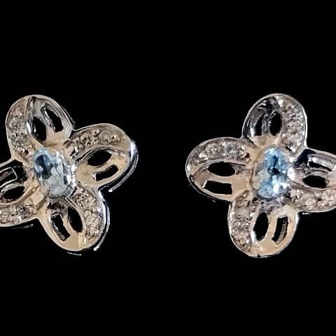 Bijoux indiens - Boucles d'oreilles indiennes rhodiées Topaze