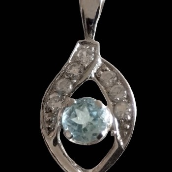 Bijoux indiens - Pendentif indien rhodié Topaze