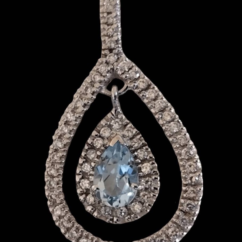 Bijoux indiens - Pendentif indien rhodié Topaze