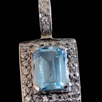 Bijoux indiens - Pendentif indien rhodié Topaze