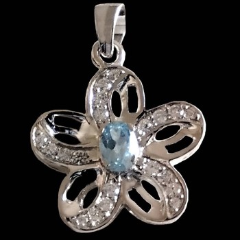 Bijoux indiens - Pendentif indien rhodié Topaze