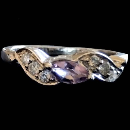 Bague argent rhodié Améthyste naturelle