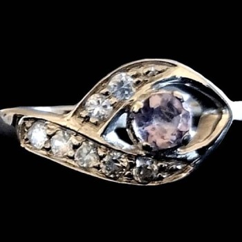 Bague argent rhodié Améthyste naturelle