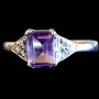 Bague argent rhodié Améthyste naturelle