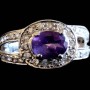 Bague argent rhodié Améthyste naturelle