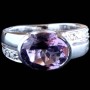 Bague argent rhodié Améthyste naturelle