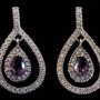 Bijoux indiens - Boucles d'oreilles indiennes rhodiées Améthyste