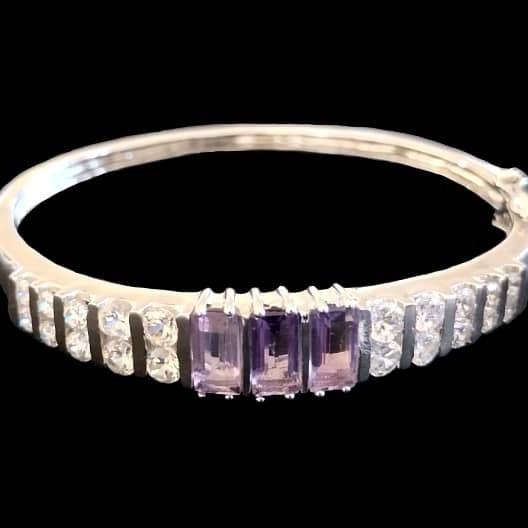 Bracelet argent rhodié Améthyste naturelle