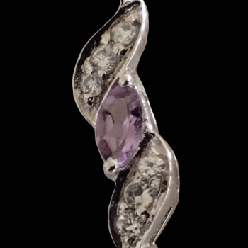 Bijoux indiens - Pendentif indien rhodié Améthyste