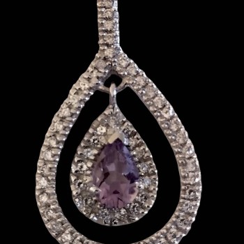 Bijoux indiens - Pendentif indien rhodié Améthyste