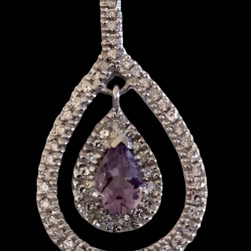 Bijoux indiens - Pendentif indien rhodié Améthyste